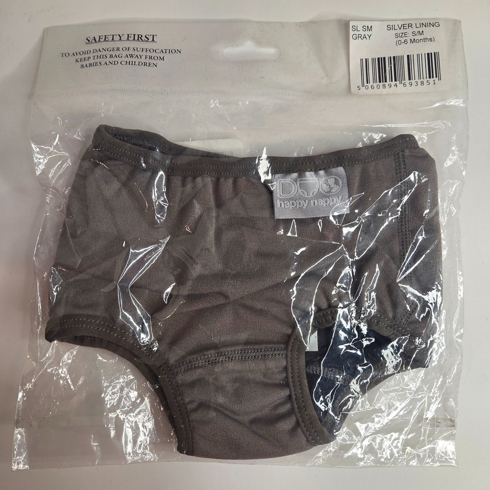 SPLASH ABOUT  Happy Nappy Baby Gray Silver Lining  Age size S/M 0-6 Months